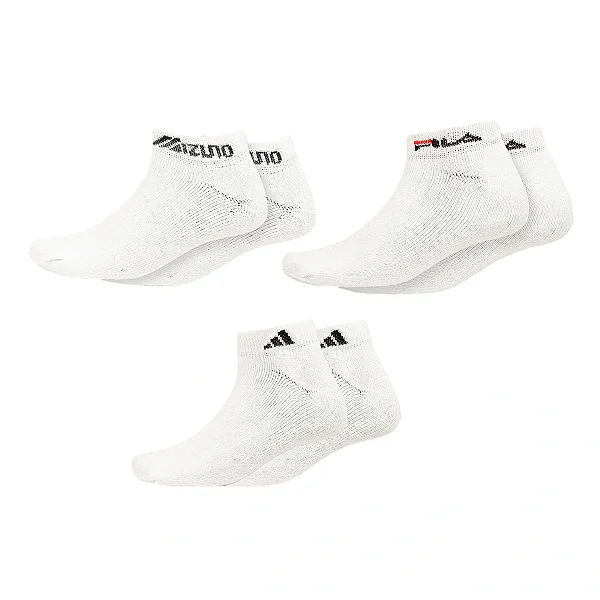 Kit 3 pares Meia Soquete Branca Marcas Sortidas Original