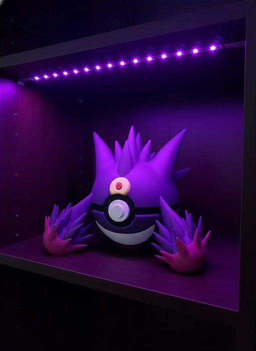 Action Figure Mega Gengar Colecionável em PLA Roxo com Detalhes em Rosa e Dourado