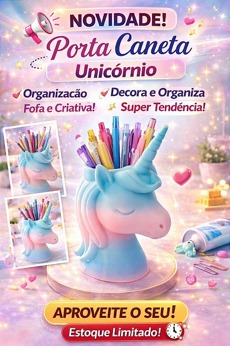 Porta Lápis Unicórnio