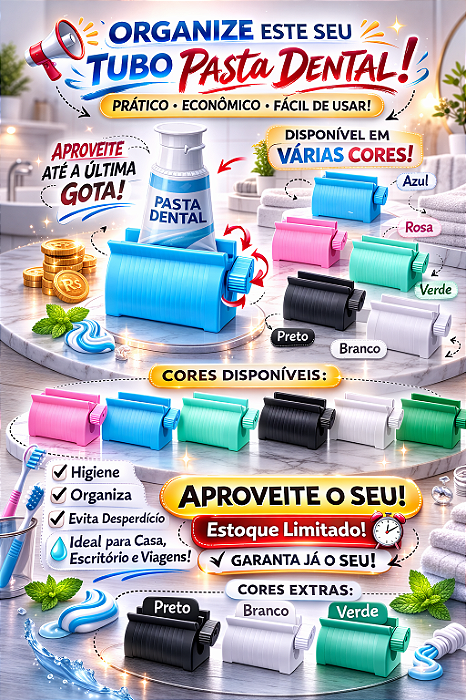 Organizador Espremedor de Pasta Dental – Aproveite Até a Última Gota!
