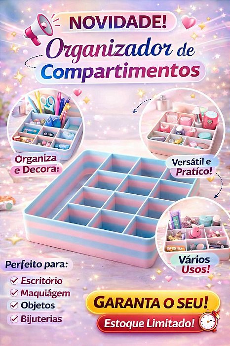 Organizador de Compartimentos Multiuso para Mesa e Maquiagem
