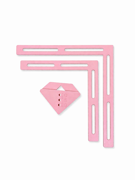 Kit Réguas para Encadernação – Esquadros 12cm e 15cm + Gabarito de Cantos