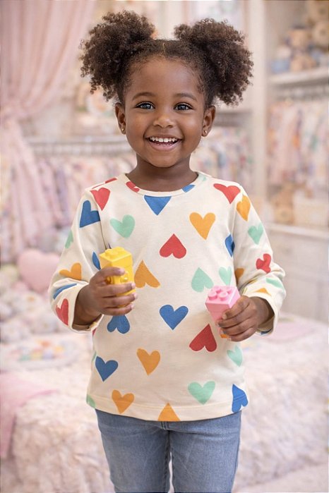 💖 Camiseta Cotton Corações 💖