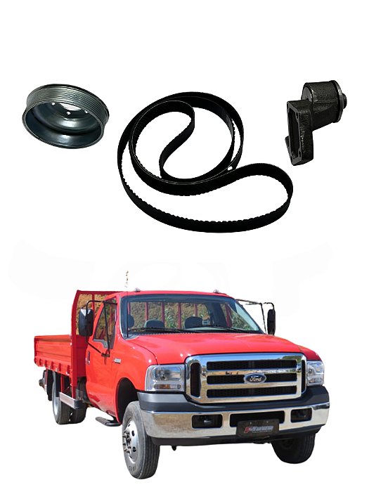KIT SUPORTE DA POLIA , POLIA E CORREIA DO MOTOR FORD F350/F4000 DE 1998 A 2012