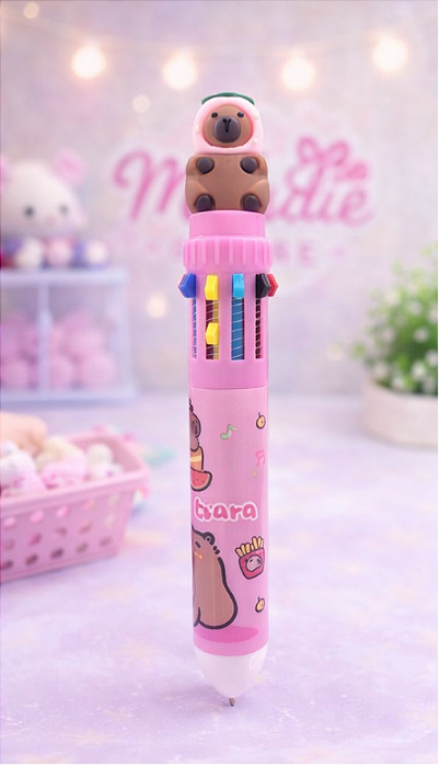 Caneta Capivara 10 Cores Kawaii