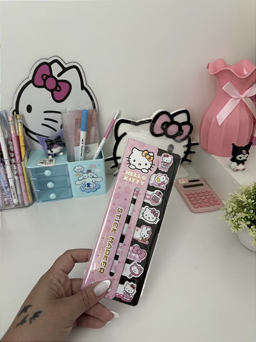 Kit Hello Kitty Marcador Adesivo 💖