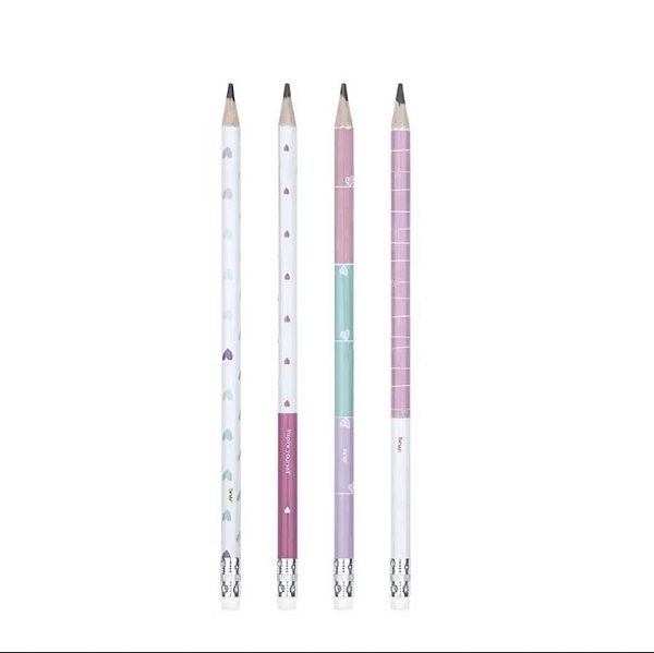 Lápis HB Estampado S2 BRW Resina Plástica Redondo com Borracha Unidade