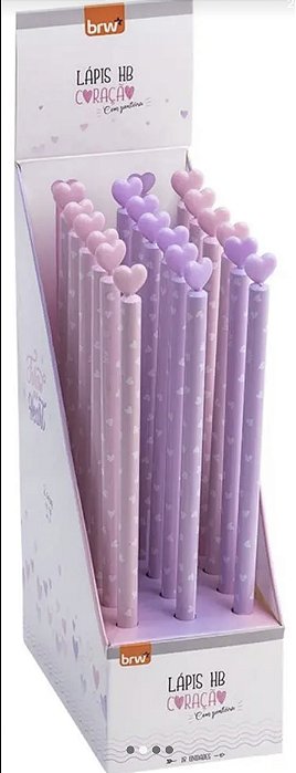 Lápis HB Coração BRW com Ponteira Decorativa Unidade