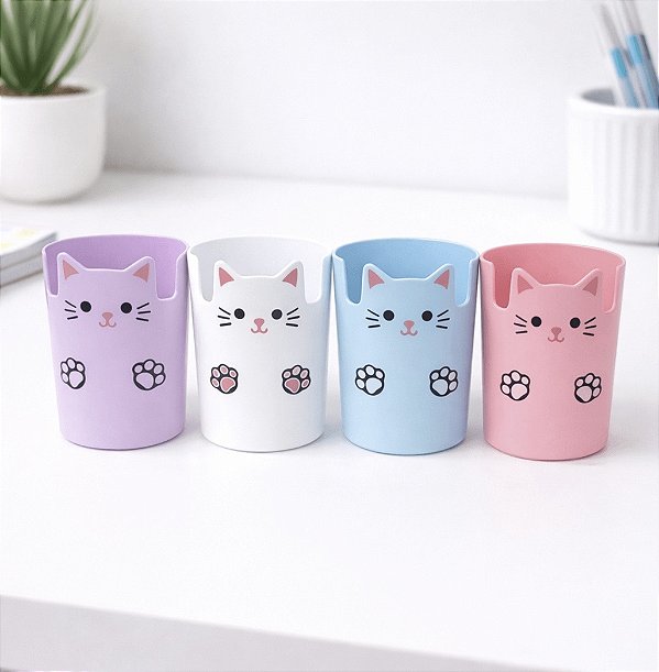 Porta Canetas Gatinho Kawaii Importado | Organizador Fofo