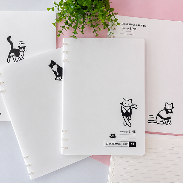 Fichário Fofo Colegial B5 - Meow 48 Folhas Gatinhos