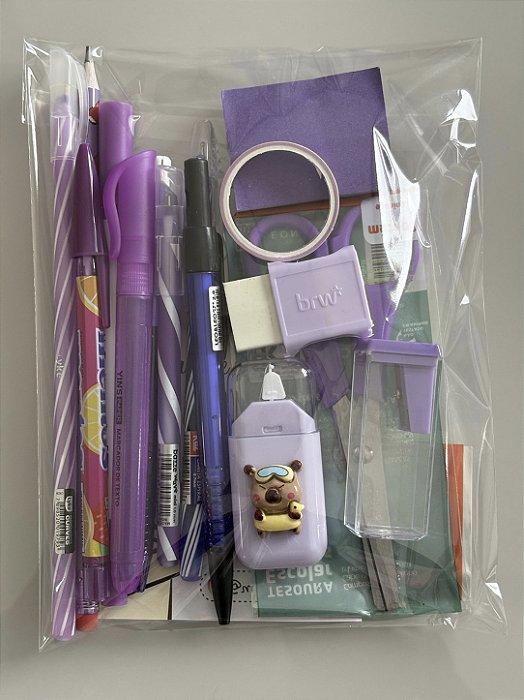 Kit Fofo de Papelaria 15 Itens Sortidos – Escolha Sua Cor | Material Escolar Completo