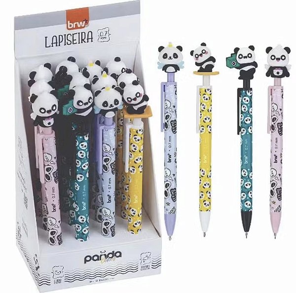 Lapiseira Plástica Divertida Panda Colors 0.7mm BRW