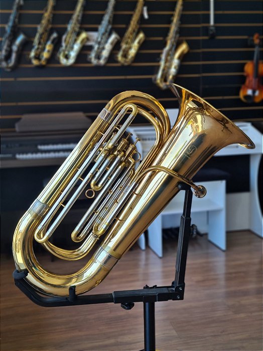 Tuba Dolphin 3/4 c/ 3 pistos - banho laqueado (NO ESTADO) #tuba-dolphin-281125