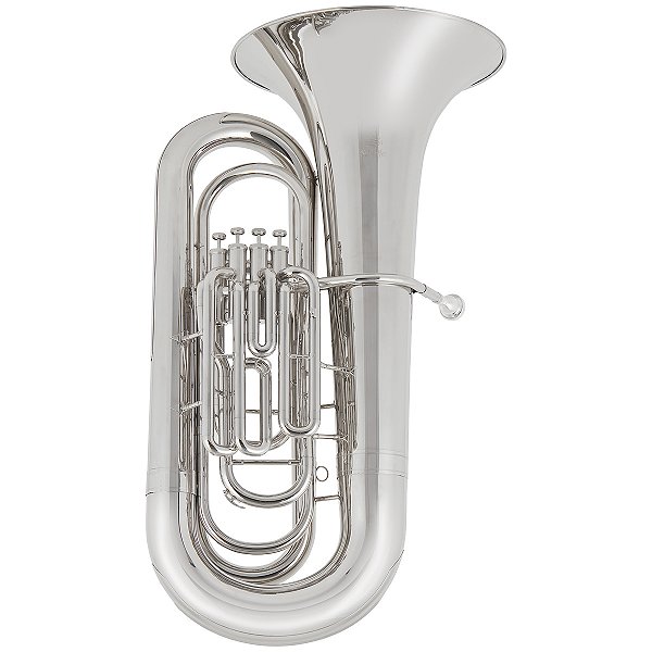 Tuba 4/4 c/ 4 pistos Schieffer em Si Bemol em Níquel c/ voltas douradas e case super luxo - S991-N
