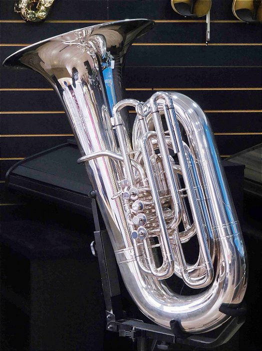 Tuba 5/4 HSTB1 c/ 4 pistos em Dó - banhada a prata (SEMINOVO) #TU1-10-04-26