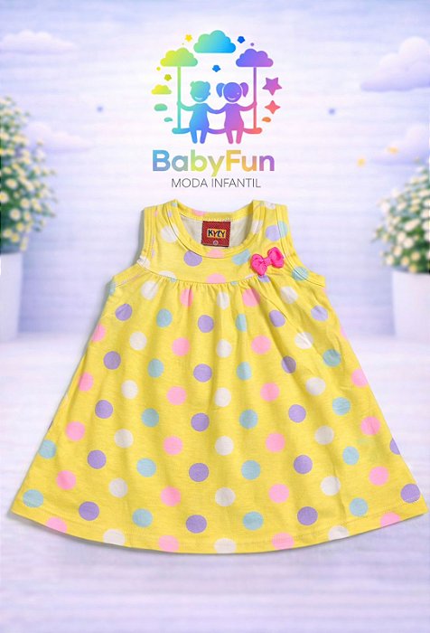 Vestido Body Regata Amarelo Bolinhas Kyly G
