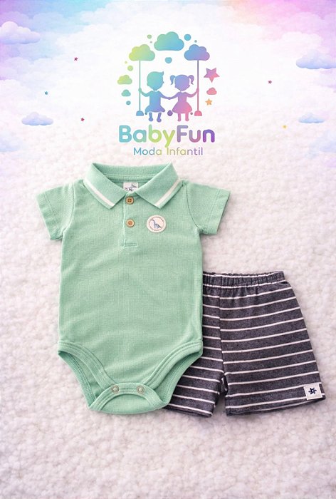 Conjunto Body Polo + Bermuda Listrada Brandili