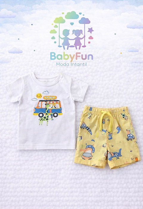Conjunto Bebê Shorts e Camiseta Brandili