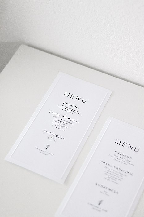 Menu com borda em alto relevo