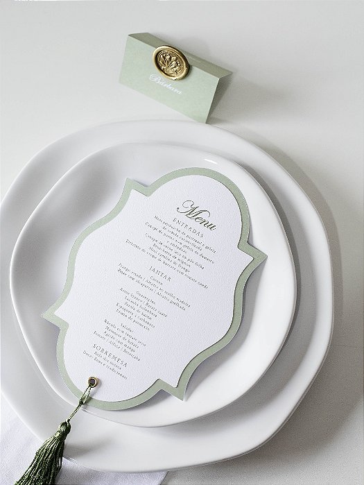 Menu para casamento | Cardápio elegante | Menu com tassel