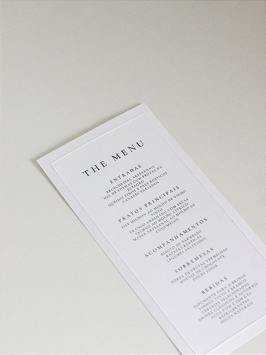 Menu com borda em alto relevo | Papel texturizado