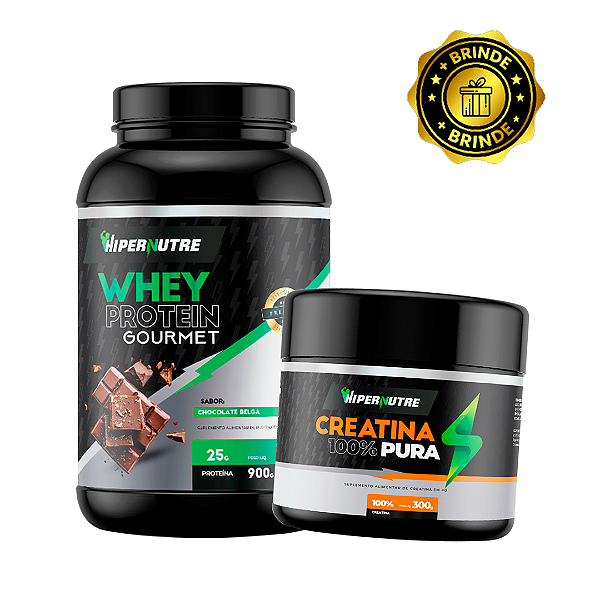Whey Protein Gourmet 900g + Creatina Monohidratada 100% Pura 300g
