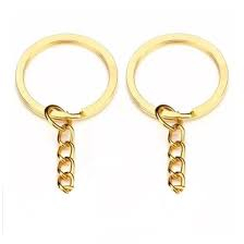 Argola dourada para chaveiro com corrente 28mm em ferro