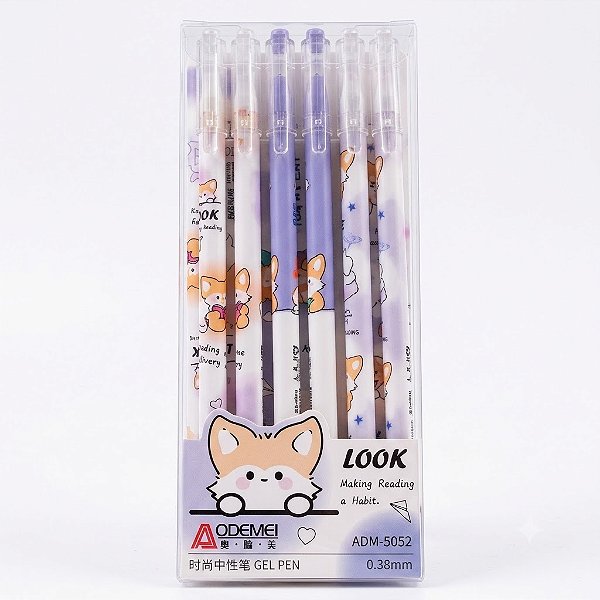 Caneta Fofa Ponta Fina - kit 12 unidades
