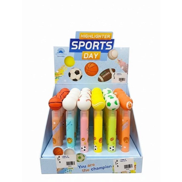 Marca Texto Esportes Bola – Highlighter Sports Day – 6 Cores – Escolar Criativo