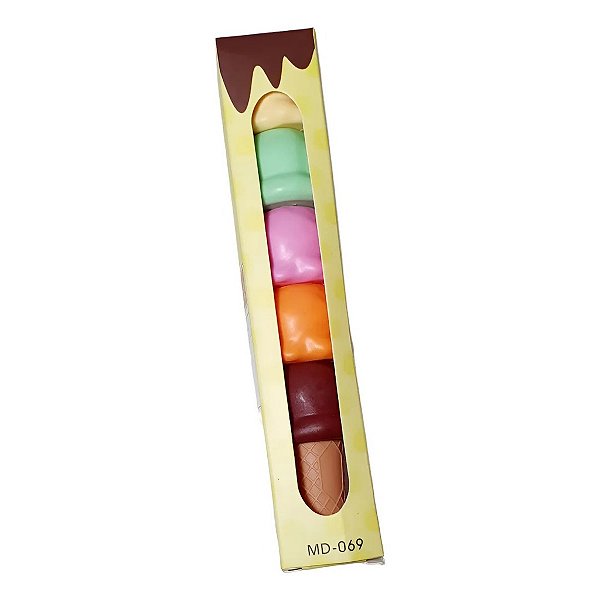 Kit Marca Texto Sorvete 5 Cores Pastel – Formato Ice Cream – Highlighter Fofo Escolar