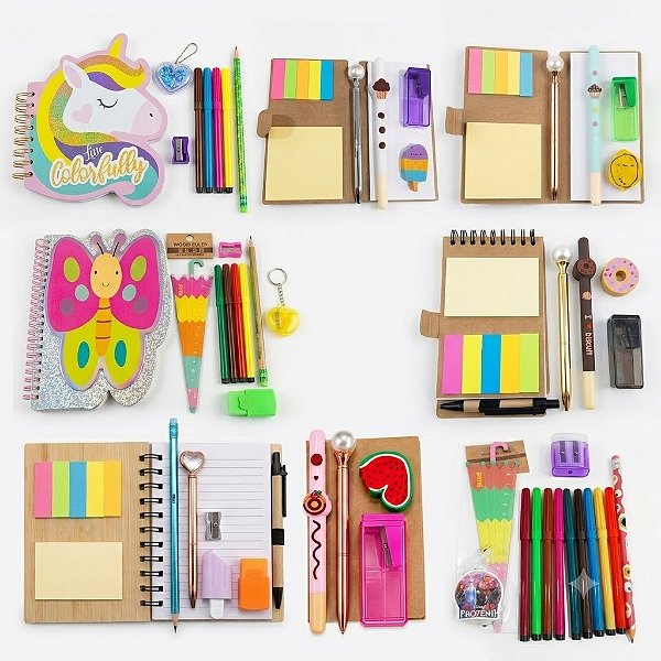 Kit fofo de papelaria Vários modelos