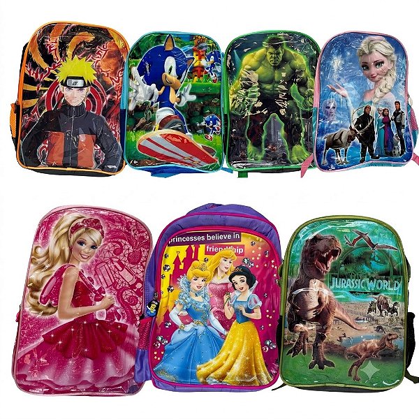 Mochila Infantil Escolar Personagens