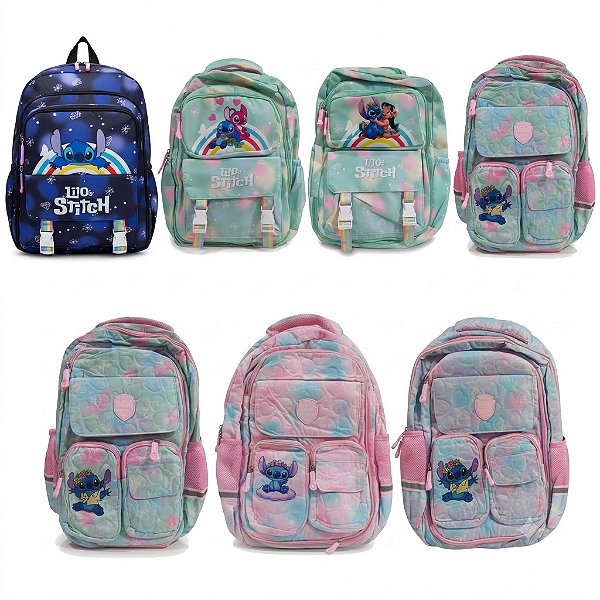 Mochila Escolar Stitch Infantil Para Escola