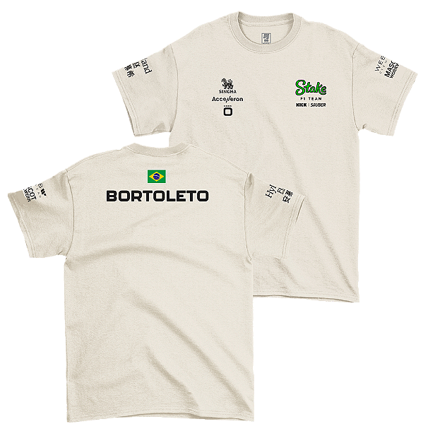 Camiseta Stake Sauber Bortoleto BR Off White 2024