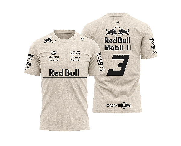 Camiseta Red Bull Racing Max Verstappen 3 Off White 2025