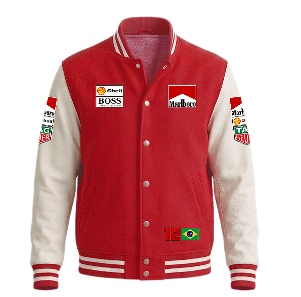 Moletom Varsity Marlboro 12 Off White/Vermelho (unissex)