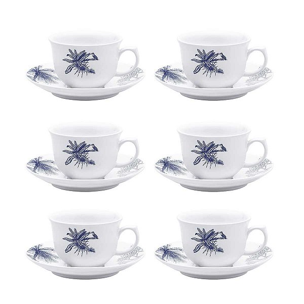 Jogo de 6 Xícaras Grandes 240 Ml Com Pires