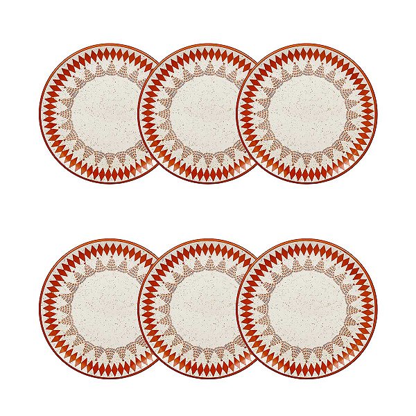 Jogo de 6 Pratos de Sobremesa 20 cm Unni Malabarismo Natalino