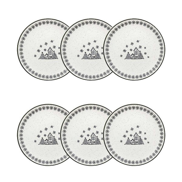 Jogo de 6 Pratos Sobremesa 20 cm Unni Vilarejo de Natal