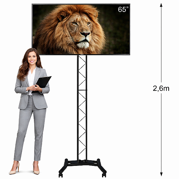 Rack/Pedestal para TV até 65 – Altura Profissional de até 2,20m
