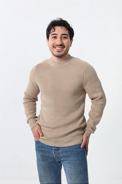 Suéter Mock Neck Classic - Caramel Claro