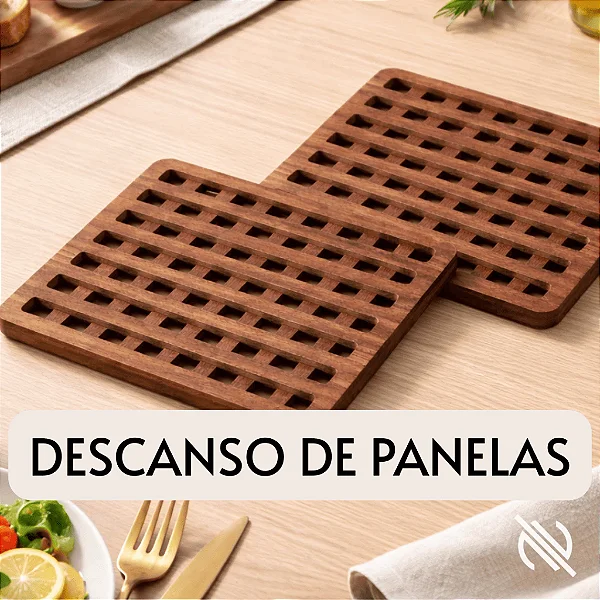 Descanso de Panela MDF Quadrado Amadeirado Decorativo