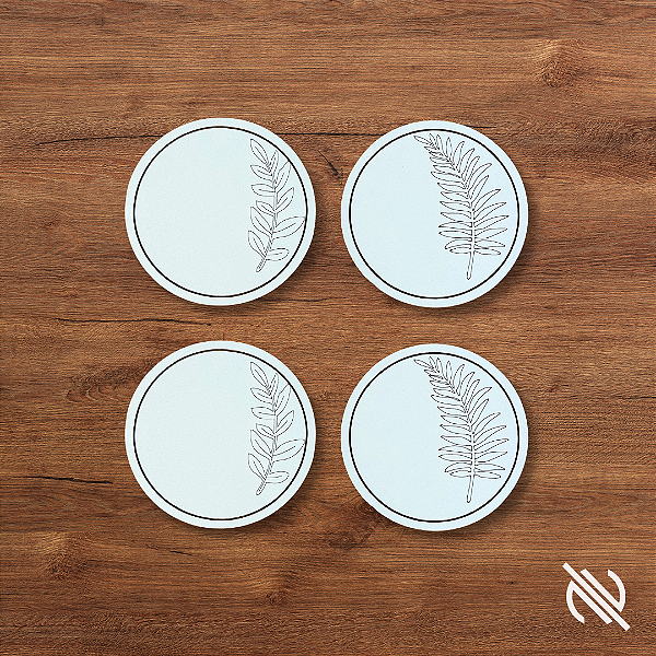 Kit Porta Copos Folhas Decorativo Proteção para Mesa 4 peças Mesa Posta Café