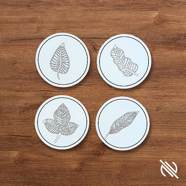 Kit Porta Copos Folhas Decorativo Proteção para Mesa 4 peças Mesa Posta Café