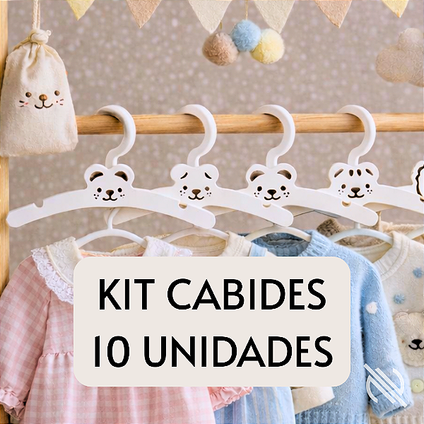 Kit 10 Cabides Infantil Bebê Decorativo em MDF Branco | Quarto de Bebê | Quarto Infantil