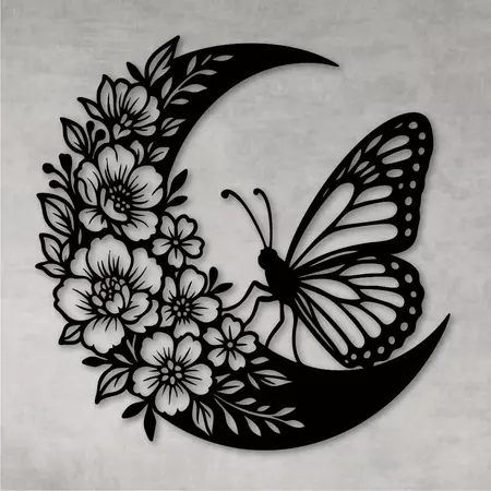 Quadro Decorativo Borboleta Florida Lua Vazado