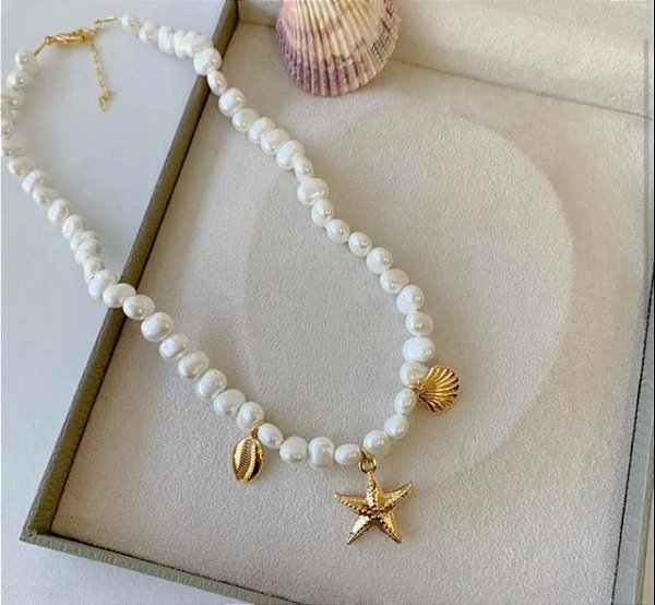 Colar de Pérolas Maresias com Pingentes