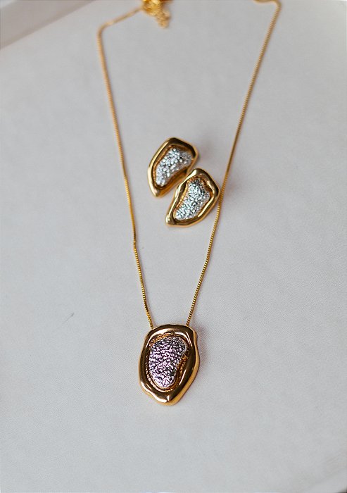 Conjunto Colar e Brinco no banho duplo