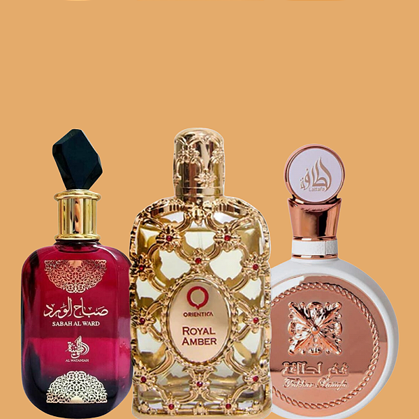 COMBO ÁRABE DECANT - FAKHAR LATTAFA + ROYAL AMBER + + SABAH AL WARD