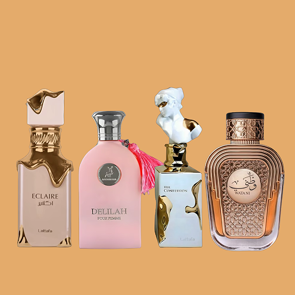 COMBO ÁRABE DECANT - ECLAIRE + DELILAH + HER CONFESSION + WATANI